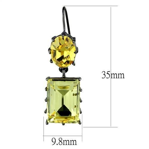 TK2709 - IP Light Black  (IP Gun) Stainless Steel Earrings with Top Grade Crystal  in Multi Color-1