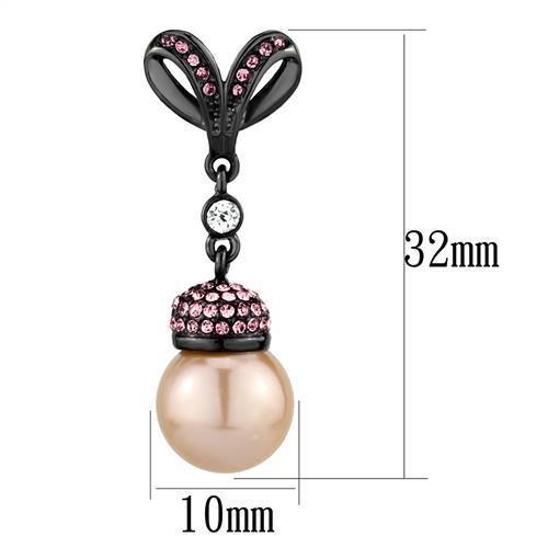 TK2710 - IP Light Black  (IP Gun) Stainless Steel Earrings with Synthetic Pearl in Rose-1