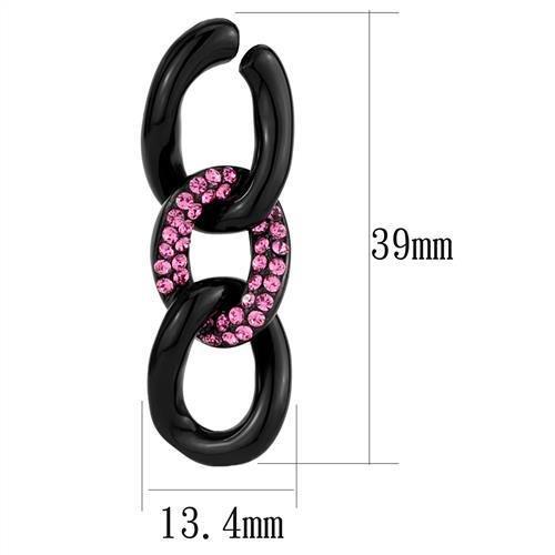 TK2711 - IP Black(Ion Plating) Stainless Steel Earrings with Top Grade Crystal  in Light Peach-1
