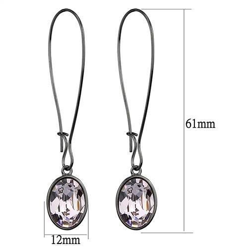 TK2719 - IP Light Black  (IP Gun) Stainless Steel Earrings with Top Grade Crystal  in Light Peach-1