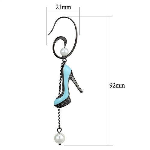 TK2721 - IP Light Black  (IP Gun) Stainless Steel Earrings with Synthetic Pearl in White-1