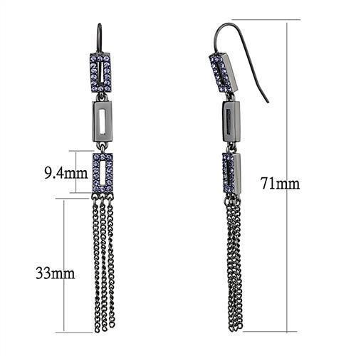 TK2722 - IP Light Black  (IP Gun) Stainless Steel Earrings with Top Grade Crystal  in Tanzanite-1