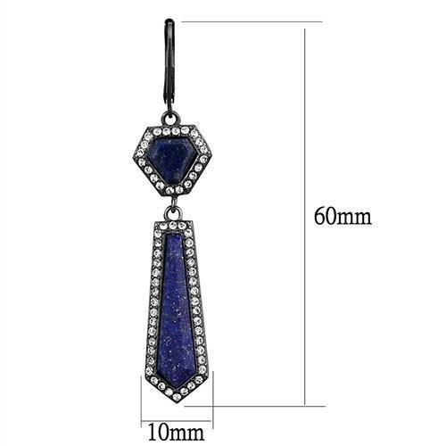 TK2723 - IP Light Black  (IP Gun) Stainless Steel Earrings with Precious Stone Lapis in Montana-1