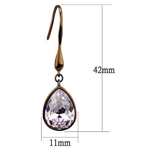 TK2727 - IP Coffee light Stainless Steel Earrings with Top Grade Crystal  in Light Peach-1