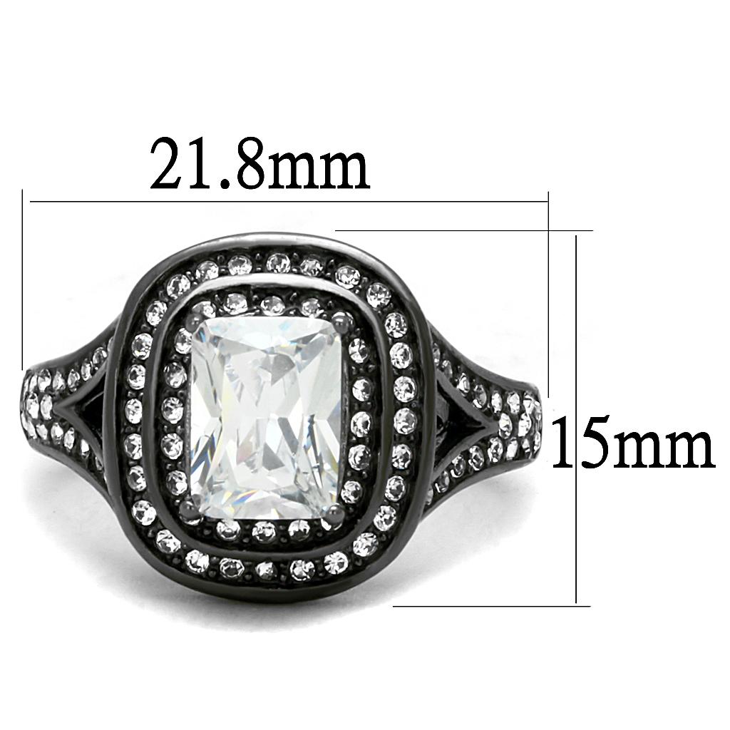 TK2731 - IP Light Black  (IP Gun) Stainless Steel Ring with AAA Grade CZ  in Clear-1