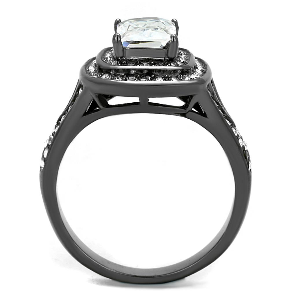 TK2731 - IP Light Black  (IP Gun) Stainless Steel Ring with AAA Grade CZ  in Clear-2