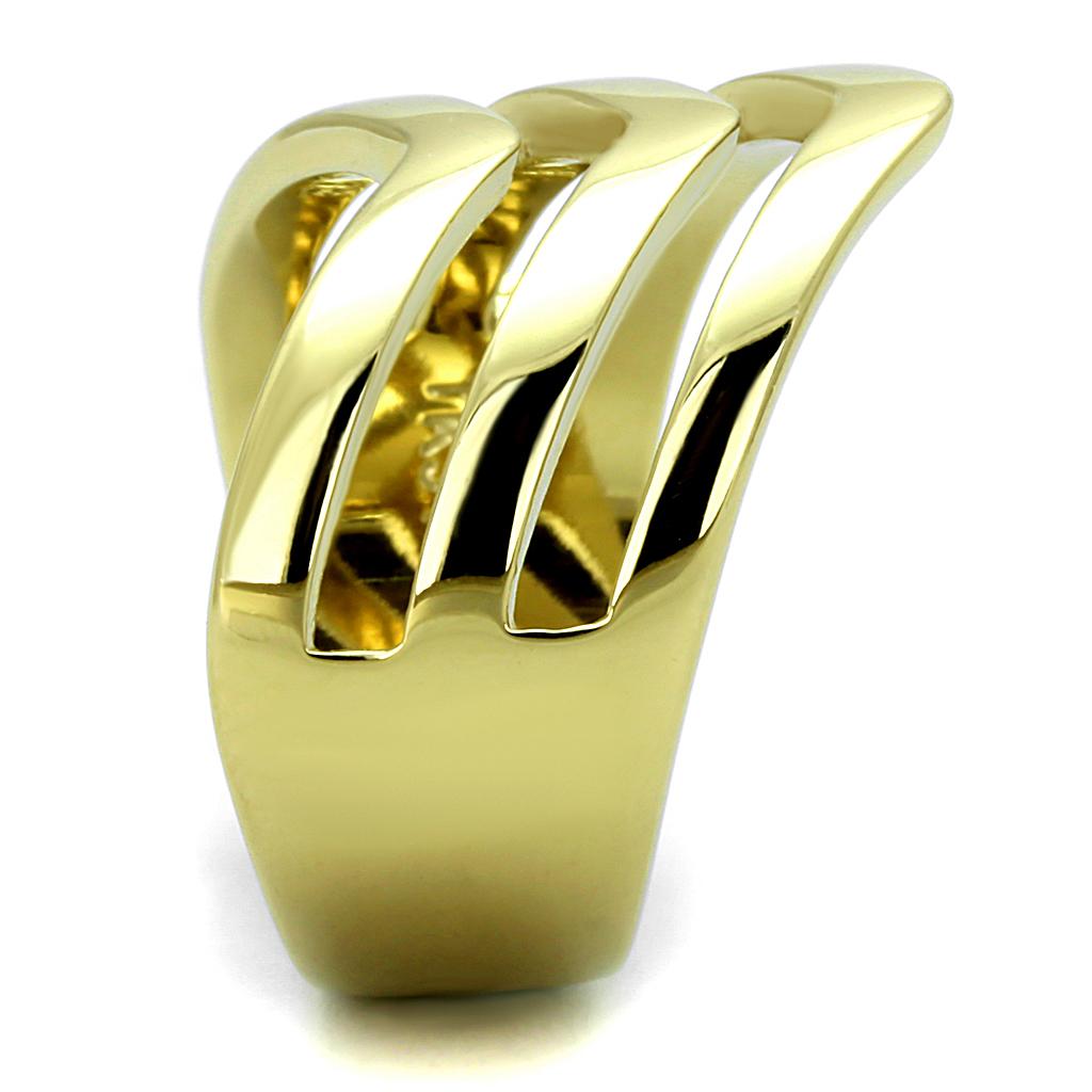 TK2733 - IP Gold(Ion Plating) Stainless Steel Ring with No Stone-3