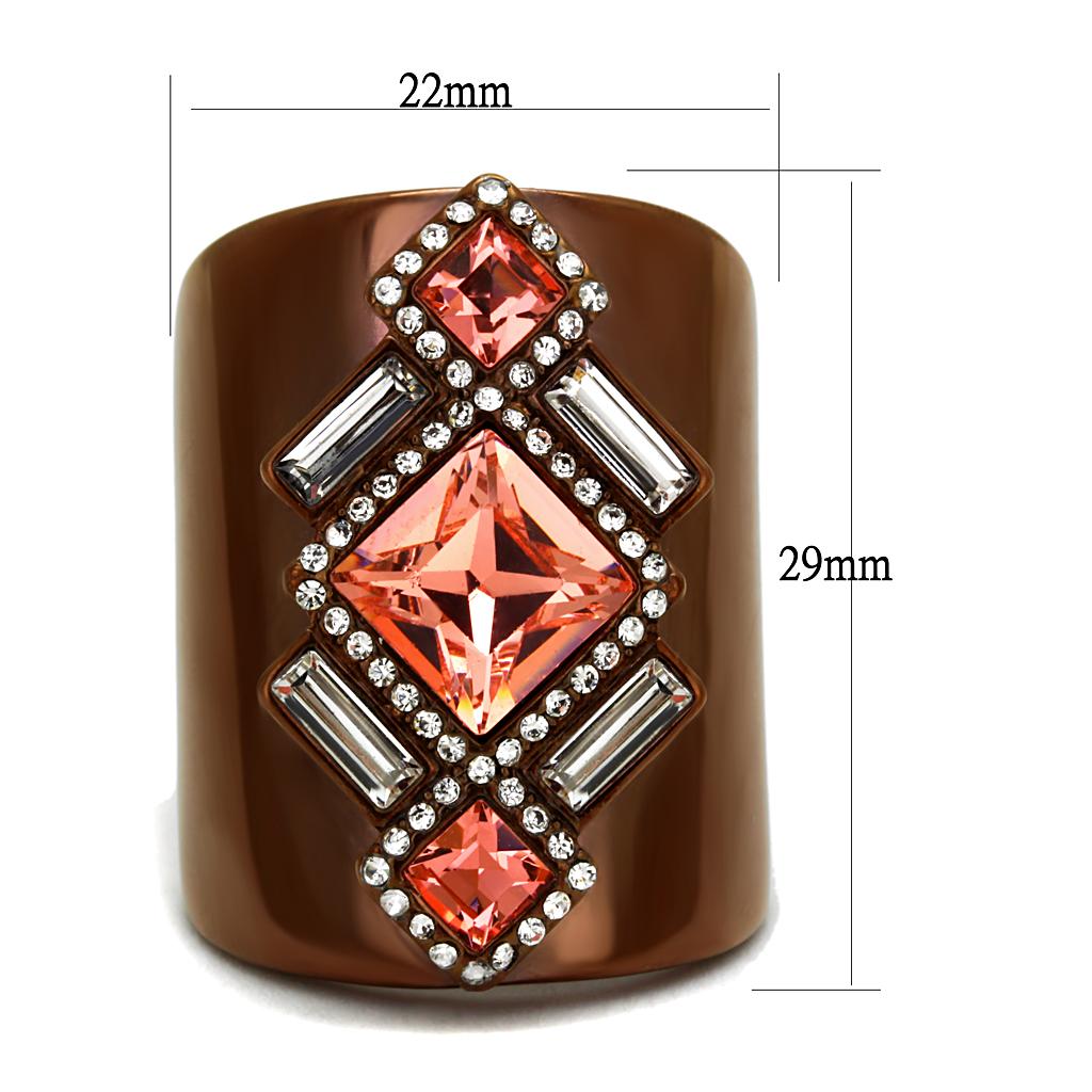 TK2735 - IP Coffee light Stainless Steel Ring with Top Grade Crystal  in Rose-1