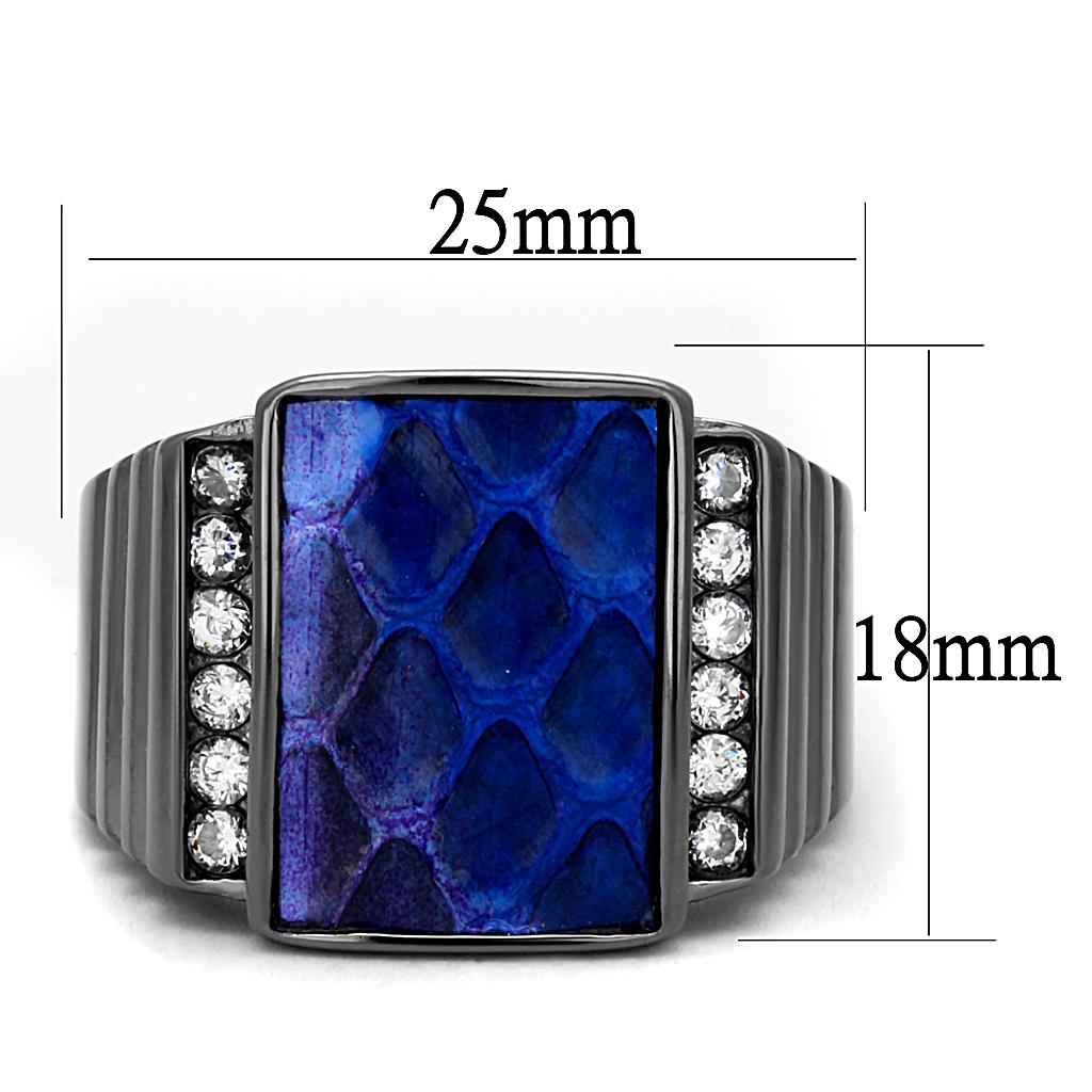 TK2736 - IP Light Black  (IP Gun) Stainless Steel Ring with Leather  in Montana-1