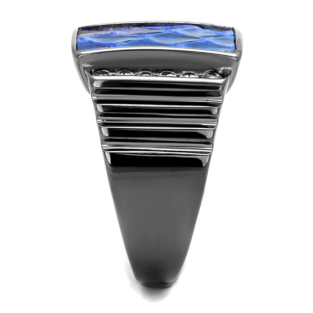 TK2736 - IP Light Black  (IP Gun) Stainless Steel Ring with Leather  in Montana-3