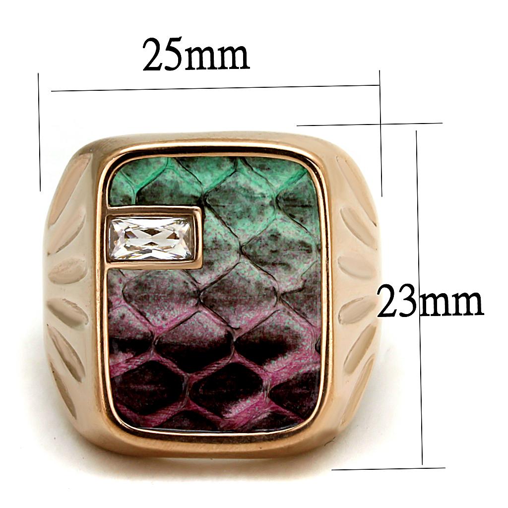 TK2737 - IP Rose Gold(Ion Plating) Stainless Steel Ring with Leather  in Multi Color-1