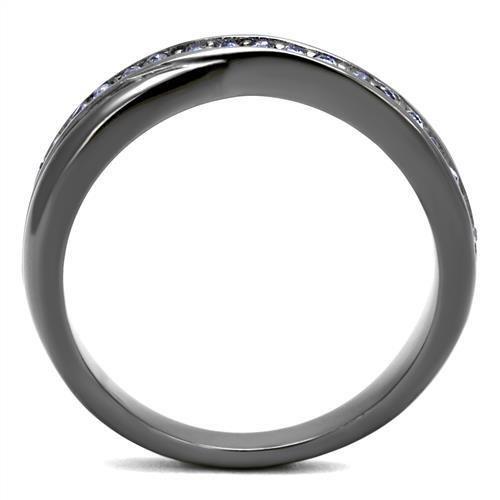 TK2750 - IP Light Black  (IP Gun) Stainless Steel Ring with Top Grade Crystal  in Tanzanite-1