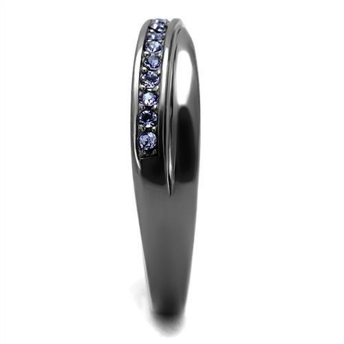 TK2750 - IP Light Black  (IP Gun) Stainless Steel Ring with Top Grade Crystal  in Tanzanite-2