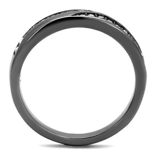 TK2751 - IP Light Black  (IP Gun) Stainless Steel Ring with Top Grade Crystal  in Clear-2
