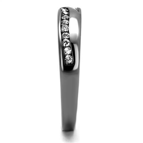 TK2751 - IP Light Black  (IP Gun) Stainless Steel Ring with Top Grade Crystal  in Clear-3
