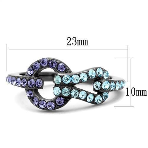 TK2752 - IP Light Black  (IP Gun) Stainless Steel Ring with Top Grade Crystal  in Tanzanite-1