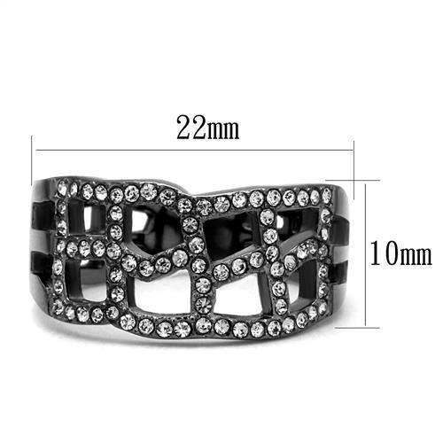 TK2753 - IP Light Black  (IP Gun) Stainless Steel Ring with Top Grade Crystal  in Black Diamond-1