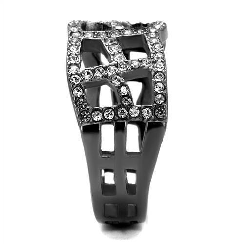 TK2753 - IP Light Black  (IP Gun) Stainless Steel Ring with Top Grade Crystal  in Black Diamond-3