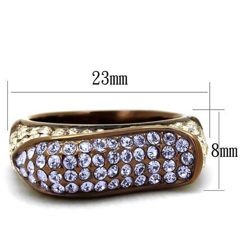 TK2754 - IP Coffee light Stainless Steel Ring with Top Grade Crystal  in Multi Color-1