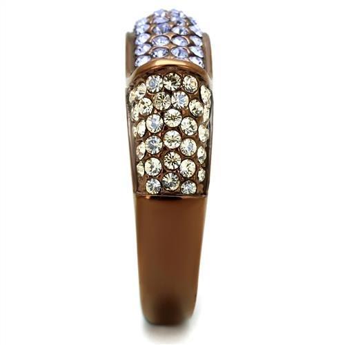 TK2754 - IP Coffee light Stainless Steel Ring with Top Grade Crystal  in Multi Color-3