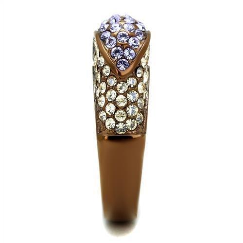 TK2754 - IP Coffee light Stainless Steel Ring with Top Grade Crystal  in Multi Color-4
