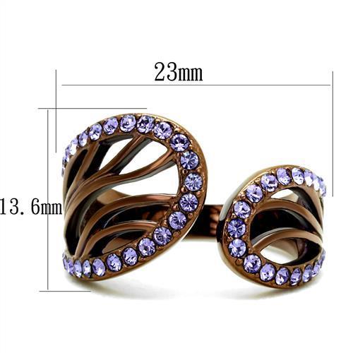 TK2755 - IP Coffee light Stainless Steel Ring with Top Grade Crystal  in Tanzanite-1