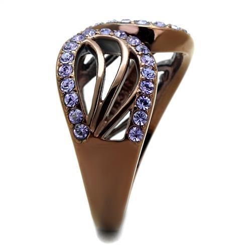 TK2755 - IP Coffee light Stainless Steel Ring with Top Grade Crystal  in Tanzanite-3
