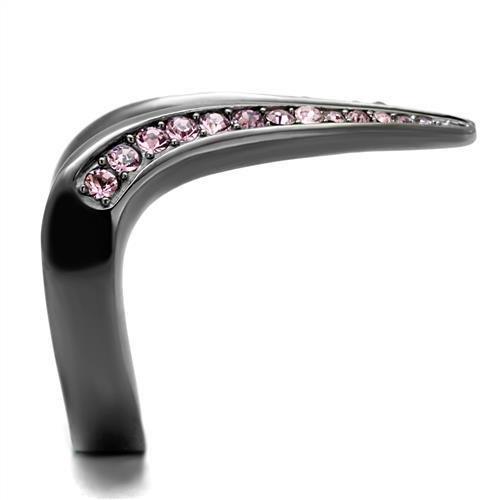 TK2756 - IP Light Black  (IP Gun) Stainless Steel Ring with Top Grade Crystal  in Light Amethyst-3