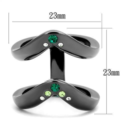 TK2757 - IP Light Black  (IP Gun) Stainless Steel Ring with Top Grade Crystal  in Multi Color-1