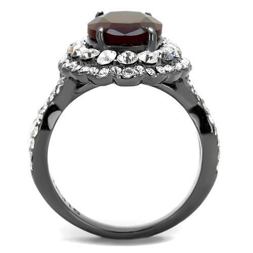 TK2761 - IP Light Black  (IP Gun) Stainless Steel Ring with Synthetic Synthetic Glass in Siam-2