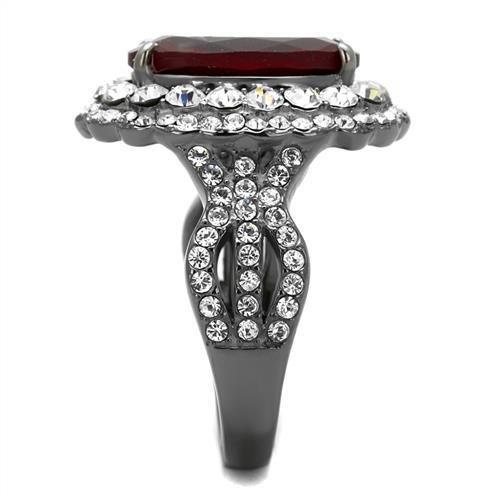 TK2761 - IP Light Black  (IP Gun) Stainless Steel Ring with Synthetic Synthetic Glass in Siam-3