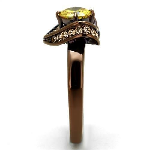 TK2762 - IP Coffee light Stainless Steel Ring with AAA Grade CZ  in Topaz-3