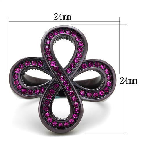 TK2763 - IP Dark Brown (IP coffee) Stainless Steel Ring with Top Grade Crystal  in Fuchsia-1