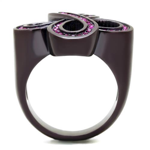 TK2763 - IP Dark Brown (IP coffee) Stainless Steel Ring with Top Grade Crystal  in Fuchsia-2