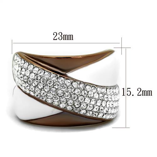 TK2765 - Two Tone IP Light Brown (IP Light coffee) Stainless Steel Ring with Top Grade Crystal  in Clear-1