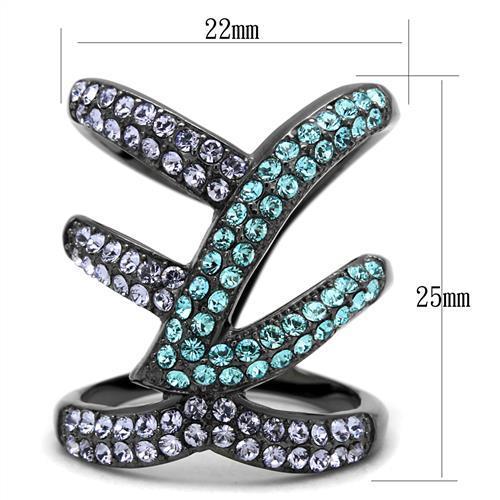 TK2766 - IP Light Black  (IP Gun) Stainless Steel Ring with Top Grade Crystal  in Multi Color-1