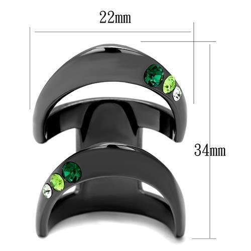 TK2768 - IP Light Black  (IP Gun) Stainless Steel Ring with Top Grade Crystal  in Multi Color-1