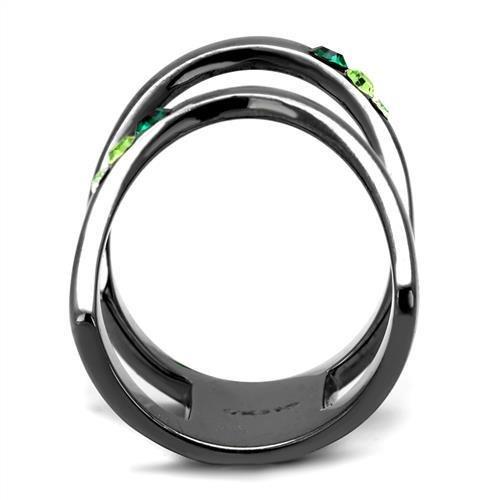 TK2768 - IP Light Black  (IP Gun) Stainless Steel Ring with Top Grade Crystal  in Multi Color-2