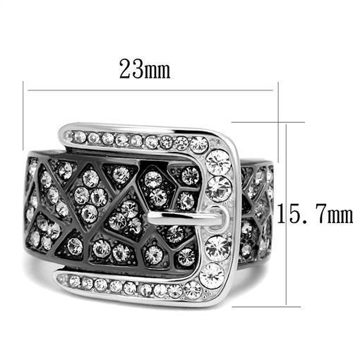 TK2769 - Two-Tone IP Black Stainless Steel Ring with Top Grade Crystal  in Black Diamond-1