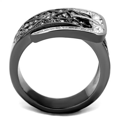TK2769 - Two-Tone IP Black Stainless Steel Ring with Top Grade Crystal  in Black Diamond-2