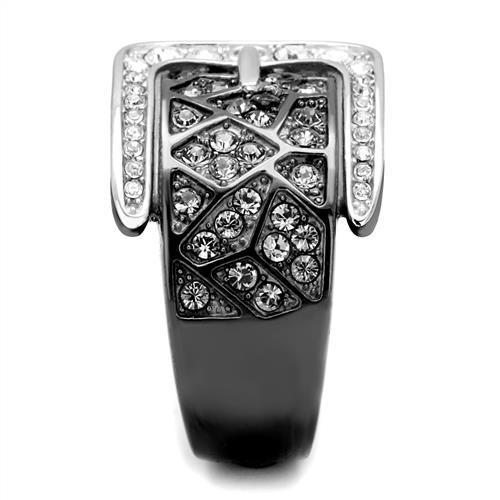 TK2769 - Two-Tone IP Black Stainless Steel Ring with Top Grade Crystal  in Black Diamond-3