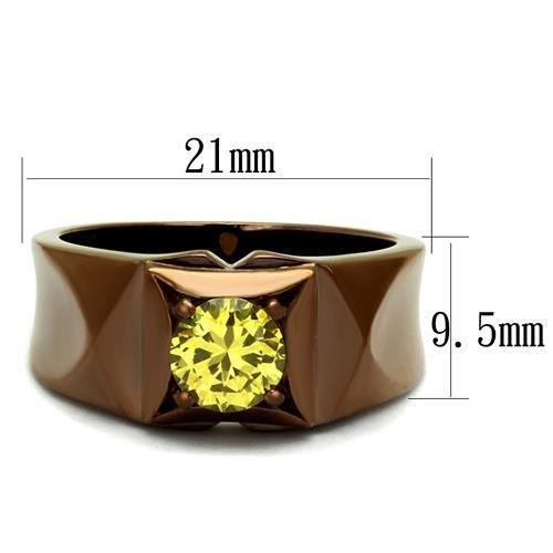 TK2773 - IP Coffee light Stainless Steel Ring with AAA Grade CZ  in Topaz-1