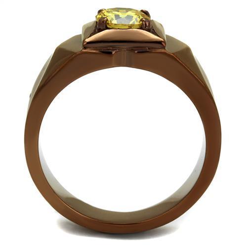 TK2773 - IP Coffee light Stainless Steel Ring with AAA Grade CZ  in Topaz-2