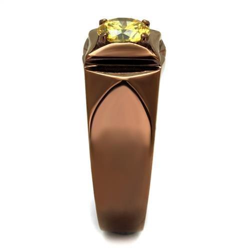 TK2773 - IP Coffee light Stainless Steel Ring with AAA Grade CZ  in Topaz-3