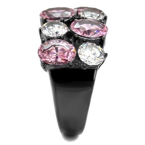 TK2776 - IP Light Black  (IP Gun) Stainless Steel Ring with AAA Grade CZ  in Rose-3