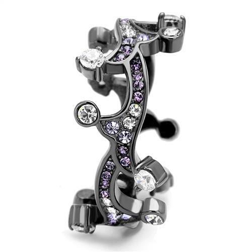 TK2780 - IP Light Black  (IP Gun) Stainless Steel Ring with AAA Grade CZ  in Clear-3
