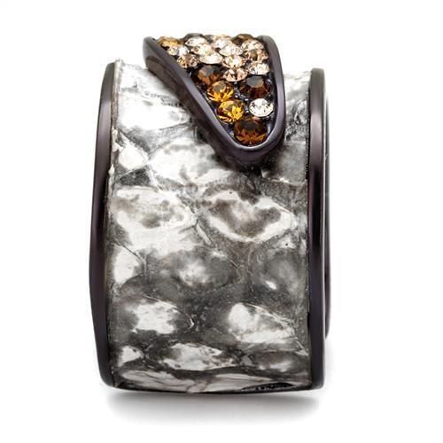 TK2781 - IP Dark Brown (IP coffee) Stainless Steel Ring with Top Grade Crystal  in Multi Color-3