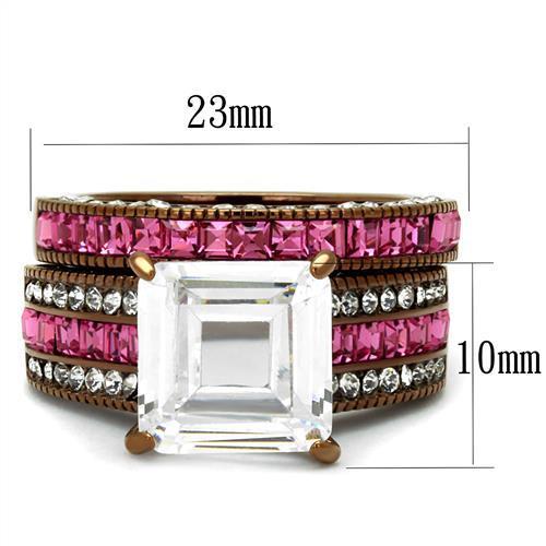 TK2782 - IP Coffee light Stainless Steel Ring with AAA Grade CZ  in Clear-1