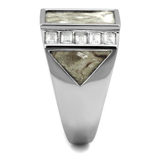 TK2784 - No Plating Stainless Steel Ring with AAA Grade CZ  in Clear-3