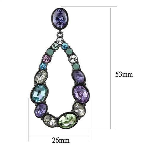 TK2785 - IP Light Black  (IP Gun) Stainless Steel Earrings with AAA Grade CZ  in Multi Color-1